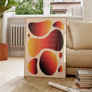 Impresión con degradado, arte mural moderno, pósteres de aura positiva, póster espiritual, impresión naranja, descarga digital, arte abstracto brillante de gran tamaño