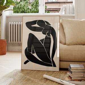 Black Henri Matisse Print Woman Matisse Wall Art Modern Room Decor Female Body Art Minimalist Wall Art Nu Bleu Poster Black Wall Decor