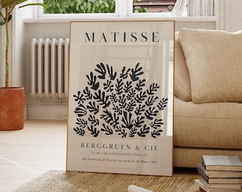 Henri Matisse Exhibition Poster: Black Floral Minimalist Print (Digital Download)