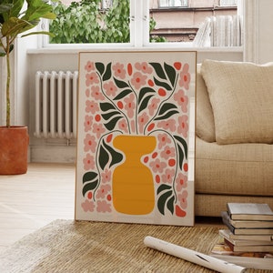 Abstrakte botanische Blumen Druck Boho Blumen-Poster Abstrakter Kunstdruck Blumendruck Digital Download Retro Blumen-Poster Blumenmarkt-Druck