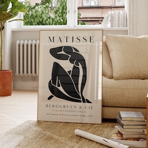 Henri Matisse Abstract Printable Wall Art Black Woman Body Line Modern Room Decor Female Art Scandinavian Style Digital Minimalist Wall Art