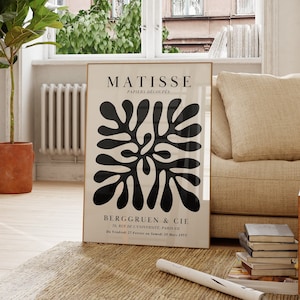 Black Matisse Print Matisse Wall Art Abstract Matisse Print Matisse Exhibition Modern Gallery Wall La Gerbe Wall Art Neutral Minimalist A2