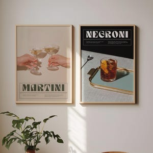 Cocktails-Druck-Set, beliebte Cocktailrezepte, Cocktailbar-Poster, Cocktail Poster, Küchenkunst, Bar Decor Bundle, zum Herunterladen, Martini
