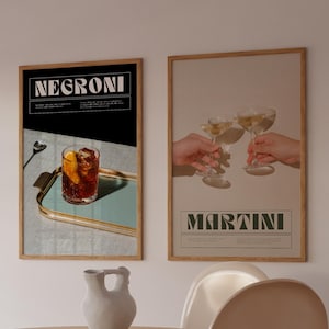 Impresión de cócteles, impresión de cóctel Martini, impresión digital, decoración de bar, póster de cóctel retro, descarga de impresión, JPG