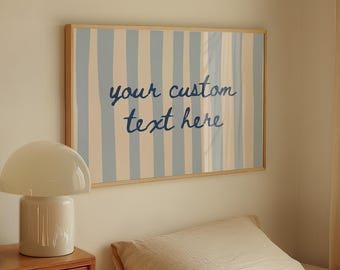 Custom Quote Print: Personalized Typography Wall Art, Striped Preppy Decor (Digital Download, Horizontal)