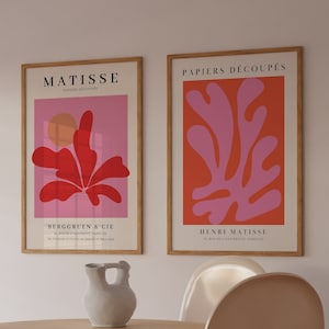 Henri Matisse Wall Art Exhibition Poster Pink Red Prints Pink Scandinavian Print Matisse Cut- Outs Prints Gallery Wall Art Trendy Wall Art