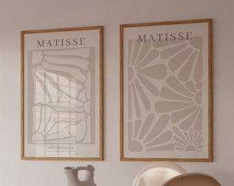 Neutral Wall Art Set of 2 Prints Neutral Matisse Print Set Gallery Wall Set Digital Download Neutral Print Set Beige Matisse Poster Set