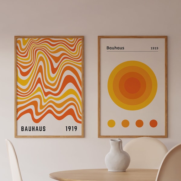 Bauhaus Poster 2er Set Galerie Wall Art Set Bauhaus Print Bauhaus Poster Gallery Wall Bundle Orange Wall Art Bauhaus Ausstellung Poster