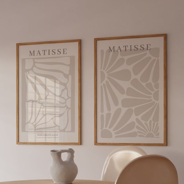 Neutral Wall Art Set of 2 Prints Neutral Matisse Print Set Gallery Wall Set Digital Download Neutral Print Set Beige Matisse Poster Set