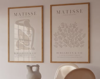 Henri Matisse Print 2er Set: Beiges Moderne Kunst Ausstellungsposter (Digitaler Download)