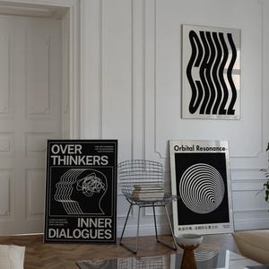 Trendy Wall Art Print Set Black And White Poster Aesthetic Room Decor Vintage Retro Poster Cool Apartment Wall Art for Home or Office Prints