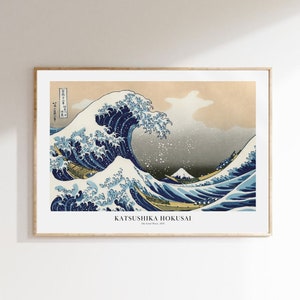 A Grande Onda de Kanagawa, Impressão Japonesa, Pôster de Hokusai, Impressão de Arte com Qualidade de Museu, Pôster de Exposição, Impressão de Arte Clássica Japonesa