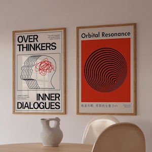 Overthinkers Orbital Resonance Digitaler Download Druck, Retro Kreativität Poster, Vintage Plakat, trendiges Raumdekor, Gebrannte Orange Kunst