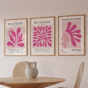 Pink Henri Matisse Set of 3 Wall Art Digital Download Gallery Wall Set of 3 Prints Pink Decor Pink Matisse Poster Trendy Exhibition Poster