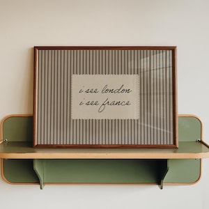 Neutral Striped Bathroom Print: "I See London" Modern Vintage Decor (Digital Download, Horizontal)