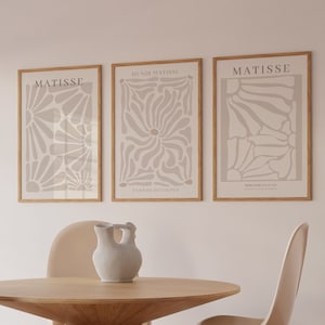 Beige Neutral Bedroom Wall Art Prints Henri Matisse Print Set Abstract Geometric Beige Set of 3 Prints DIGITAL DOWNLOAD Bedroom Wall Decor