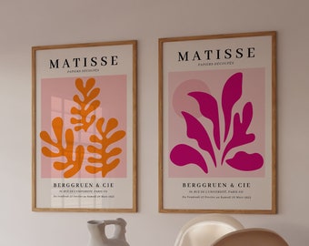 Matisse Set of 2  Matisse Print Minimal Living Room Decor  Retro Aesthetic Danish Pastel Poster Digital Art Download Botanical Matisse