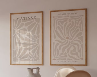 Neutral Print Set of 2 Light Naturals Vintage Aesthetic Set Digital Download Printable Matisse Print Set Matisse Poster Neutral Wall Art