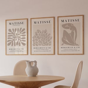Matisse Print Set of 3: Beige Abstract Art, Botanical Posters (Digital Download)