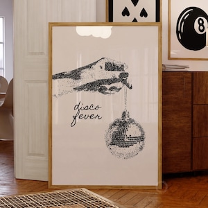 Disco Ball Print, Trendy Wall Art, Preppy Bar Cart Art, Retro Vintage Print, Disco 70s Party Wall Art, Printable Art, Mirrorball Poster