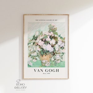 Rosas de Vincent Van Gogh / Impresión de arte impresionista / Impresión de flores blancas / Impresión de pintura floral vintage / Descarga digital / Arte mural