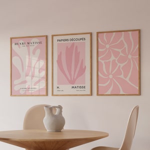 Blush Pink Matisse Print, Trendy Gallery Wall Art, Digital Art Download, 3 Printables, Boho Dorm Room Art Set, Matisse Exhibition Poster