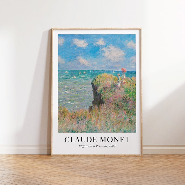Claude Monet Art Print, The Cliff Walk at Pourville, Digital Print, Vintage Oil Paintings, Garden Print, Impressionist Art, Antique Painting