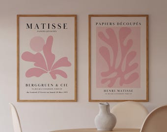 Henri Matisse Pink Art Prints: Abstract Exhibition Poster Set (Digital Download