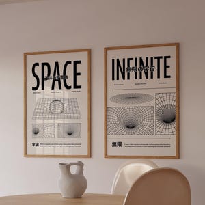 Póster psicodélico "Espacio infinito", impresión tipográfica, arte de los 70, póster vintage estético, arte mural psicodélico, arte mural negro, impresiones digitales