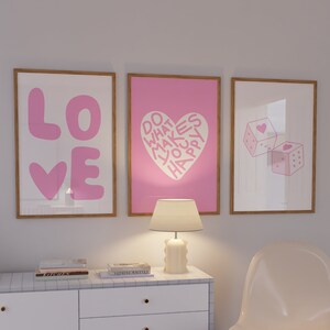 Pink Preppy Wall Art Set of Trendy Retro Wall Art Funky Dorm Decor Preppy Gallery Wall Art Set Digital Download Aesthetic Y2K RoomDecor