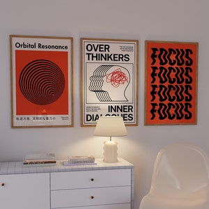 Overthinkers Print Set Kreativer Wanddruck Buntes Poster Digitaler Download Moderne Retro Wandkunst Trendige Raumdeko große druckbare Kunst