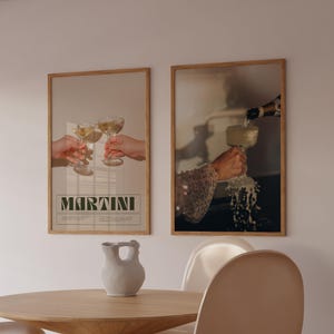 Ensemble d'impressions cocktail vintage : art de la charrette de bar rétro, martini et champagne (téléchargement numérique)