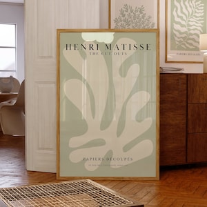 Sage Green Matisse Print DIGITAL DOWNLOAD Modern Henri Matisse Exhibition Poster Vintage Eclectic Printable Wall Art Matisse Cut Out