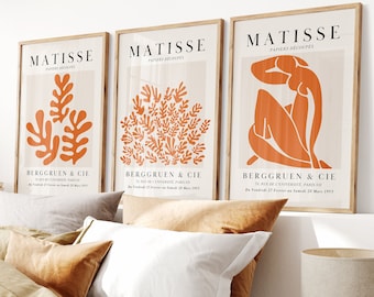 Conjunto de láminas de Henri Matisse, arte mural naranja (descarga digital)