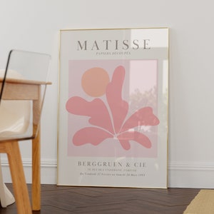 Impresión digital de Matisse, descarga, decoración de habitación preppy, impresión colorida, póster de exposición de Matisse en rosa y naranja, decoración rosa, póster de Matisse imprimible