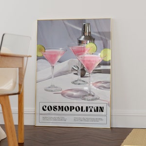 Cosmopolitan Print Printable Wall Art Bar Cart Print Digital Download Alcohol Cheers Print Vintage Drink Bar Cart Poster Cocktail print