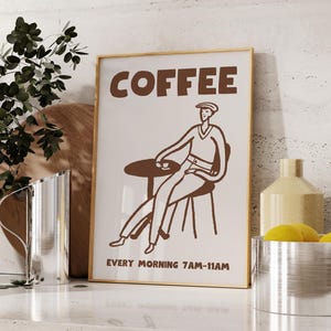 Fun Coffee Print Exhibition French Poster Coffee Bar Wall Art for Kitchen Decor Colorful Coffee Illustration Retro Drink Poster Trendy Gift
