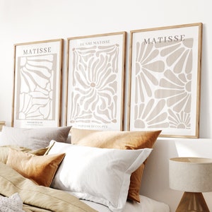 Neutral Print Set of 3 DIGITAL DOWNLOAD 3 Piece Wall Art Neutral Beige Gallery Wall Set Aesthetic Posters Neutral Wall Art Matisse Print Set