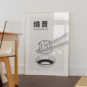 Dumpling Japanese Food Poster Printable Chef Print Ramen Print Modern Kitchen Decor Food Wall Art Food Print Japanese Line art Gyoza Poster