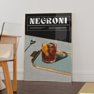 Negroni Print Negroni Cocktail Print Retro Cocktail Wall Art Classic Bar Cart Art Prints Kitchen Decor Bar Decor Bar Wall Art Cocktail Print