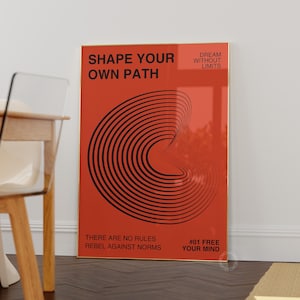 Pósters e impresiones retro, arte moderno para sala de estar, arte de pared retro naranja y rojo imprimible, impresión estética, arte moderno de los años 70, decoración retro para el hogar