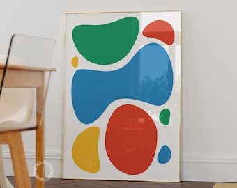 Abstract Shapes Art Print: Colorful Mid-Century Modern Decor (Digital Download)