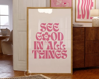 Pink Quote Wall Art, Pink Motivational Poster, Uplifting Quote Art Print, Positive Affirmation Wall Art, Aesthetic Minimalist Poster, Groovy