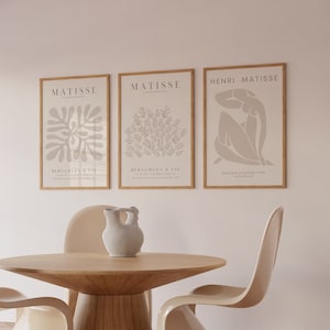 Matisse Print Set of 3, Beige Abstract Gallery Wall (Digital Download)