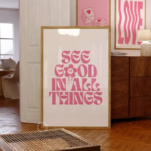 Pink Quote Wall Art, Pink Motivational Poster, Uplifting Quote Art Print, Positive Affirmation Wall Art, Aesthetic Minimalist Poster, Groovy