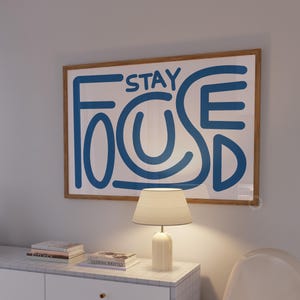 Blue Horizontal Typography Poster | Trendy Wall Art | Retro Poster | Hand Drawn Print | Printable Art | Digital Download | Narrow Print
