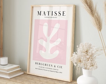 Blush roze Matisse-bladprint: moderne muurkunst (digitale download)