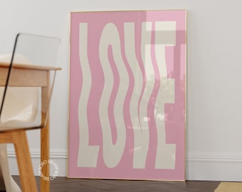 Pink LOVE Typography Print: Trendy Retro Wall Art (Digital Download)