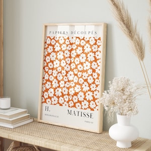 Descarga digital del Mercado de Flores Naranjas, Arte mural botánico, Decoración floral, Pósters, Impresión de Matisse, Póster estilo años 70, Ilustración floral