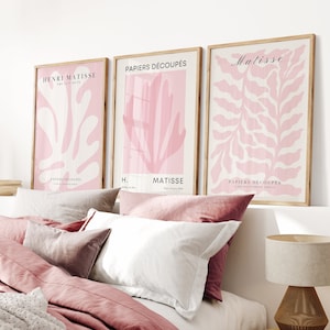 Blush Pink Matisse Set of 3 Prints, Digital Print, Bedroom Wall Art, Living Room Wall Art, Henri Matisse Print, Matisse Exhibition Poster